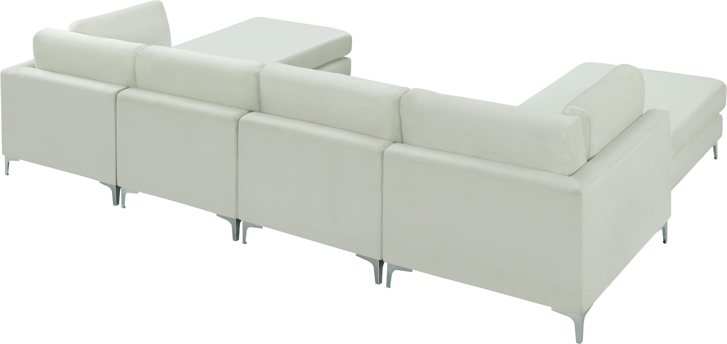 Julia Cream Velvet Modular Sectional (6 Boxes) - Bargain Furniture (Detroit, MI)