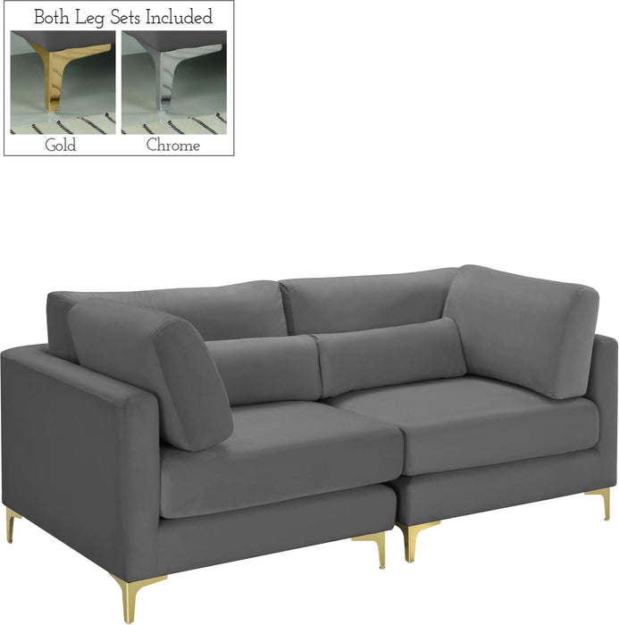 Julia Grey Velvet Modular Sofa - Bargain Furniture (Detroit, MI)