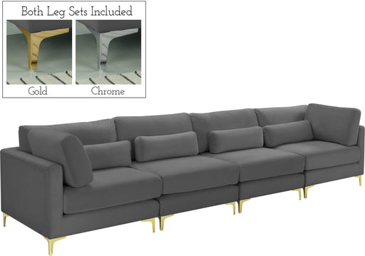Julia Grey Velvet Modular Sofa (4 Boxes) - Bargain Furniture (Detroit, MI)