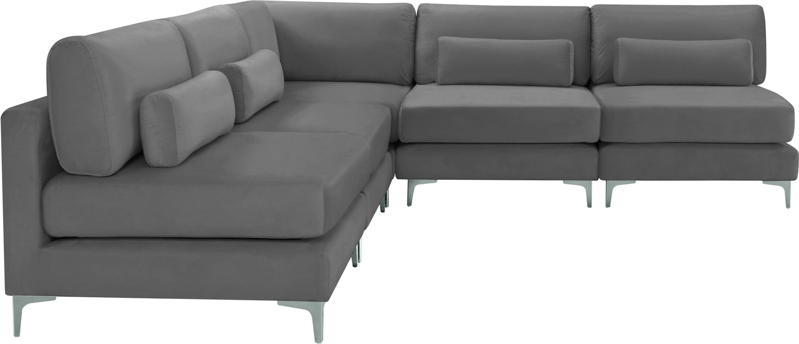 Julia Grey Velvet Modular Sectional (5 Boxes) - Bargain Furniture (Detroit, MI)