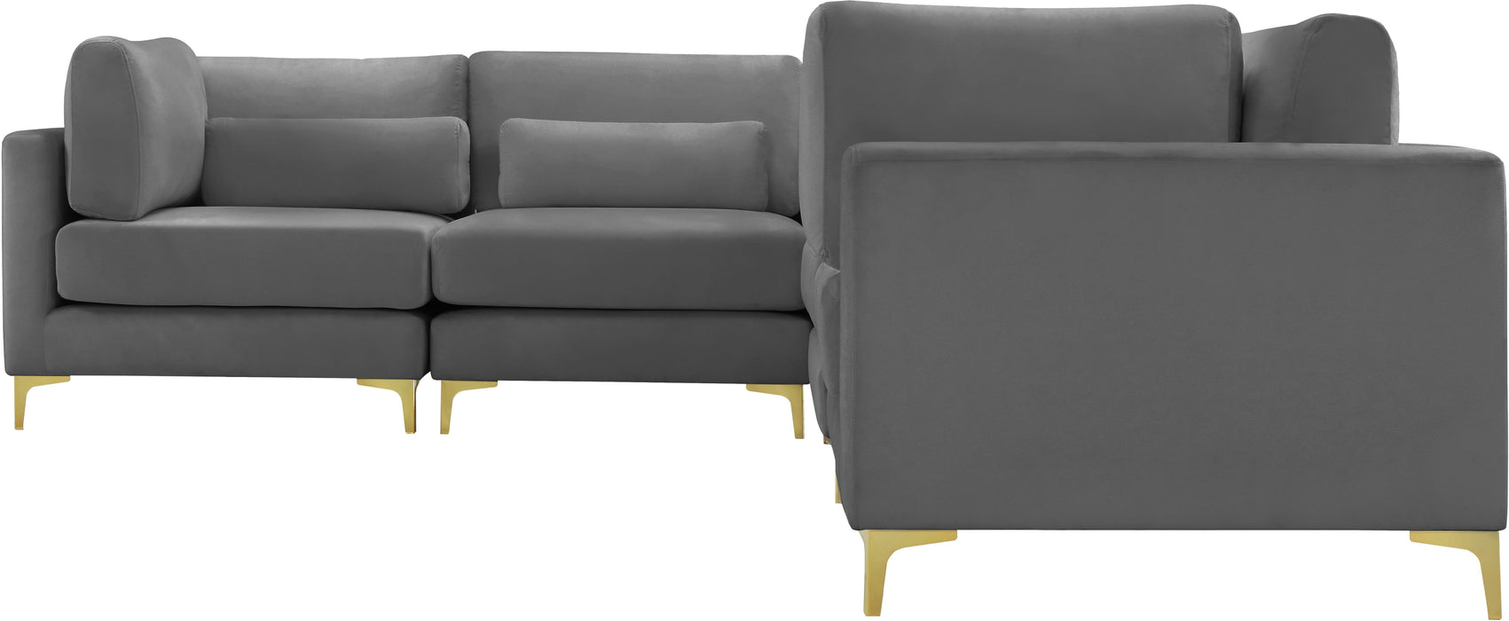Julia Grey Velvet Modular Sectional (5 Boxes) - Bargain Furniture (Detroit, MI)