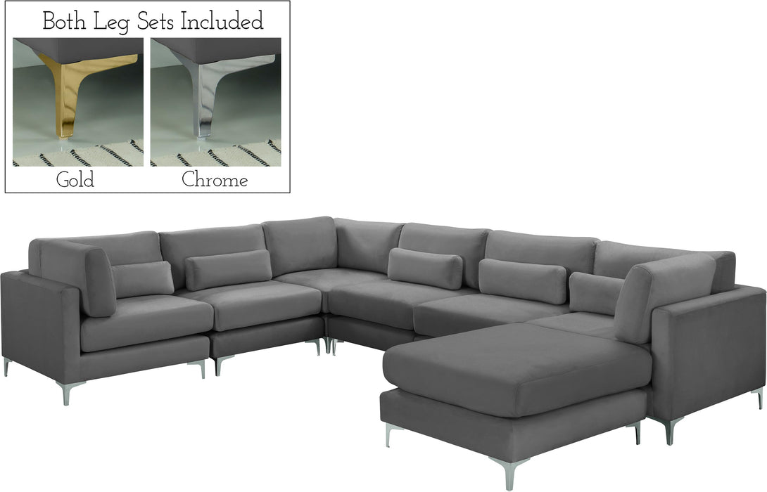 Julia Grey Velvet Modular Sectional (7 Boxes) - Bargain Furniture (Detroit, MI)