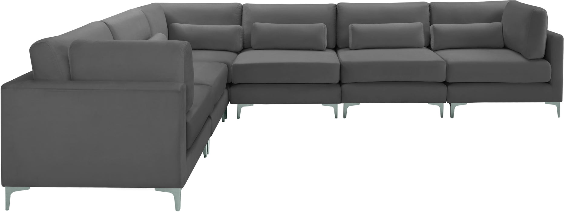 Julia Grey Velvet Modular Sectional (6 Boxes) - Bargain Furniture (Detroit, MI)