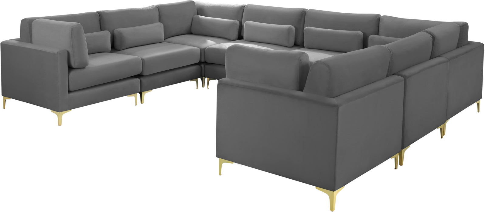 Julia Grey Velvet Modular Sectional (8 Boxes) - Bargain Furniture (Detroit, MI)