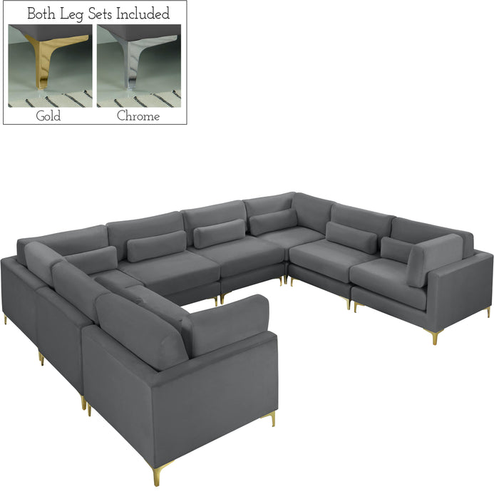 Julia Grey Velvet Modular Sectional (8 Boxes) - Bargain Furniture (Detroit, MI)