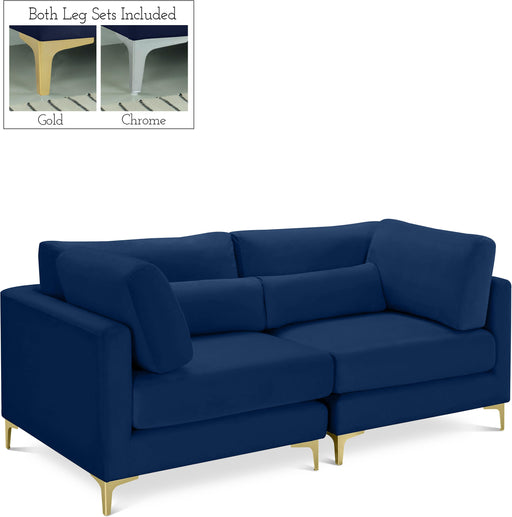 Julia Navy Velvet Modular Sofa - Bargain Furniture (Detroit, MI)