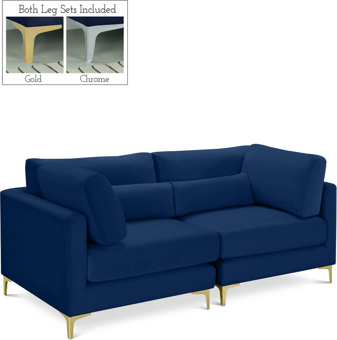 Julia Navy Velvet Modular Sofa - Bargain Furniture (Detroit, MI)