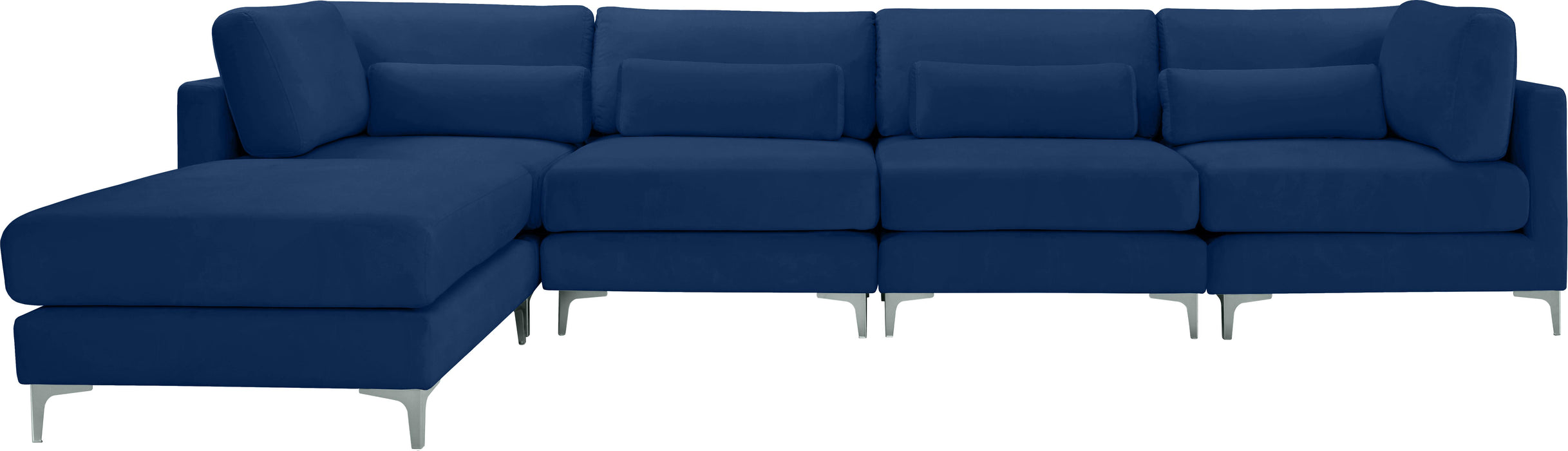 Julia Navy Velvet Modular Sectional (5 Boxes) - Bargain Furniture (Detroit, MI)