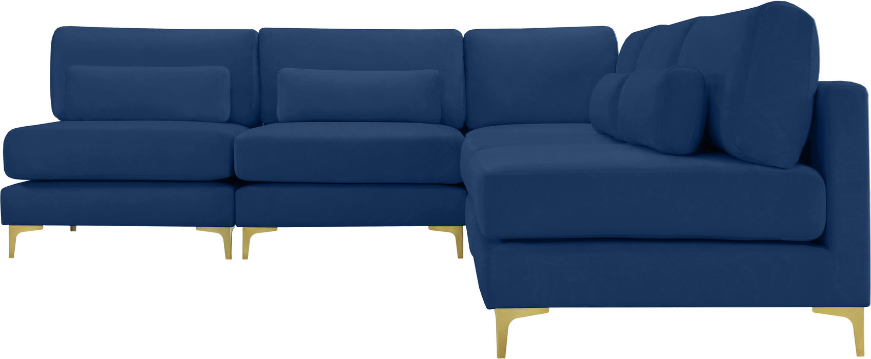 Julia Navy Velvet Modular Sectional (5 Boxes) - Bargain Furniture (Detroit, MI)