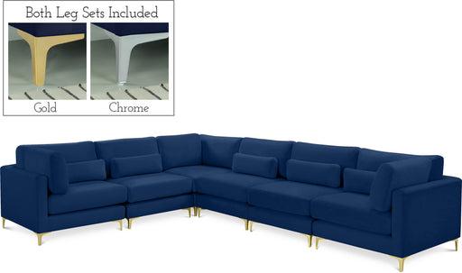 Julia Navy Velvet Modular Sectional (6 Boxes) - Bargain Furniture (Detroit, MI)