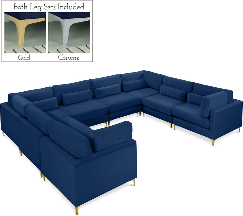 Julia Navy Velvet Modular Sectional (8 Boxes) - Bargain Furniture (Detroit, MI)