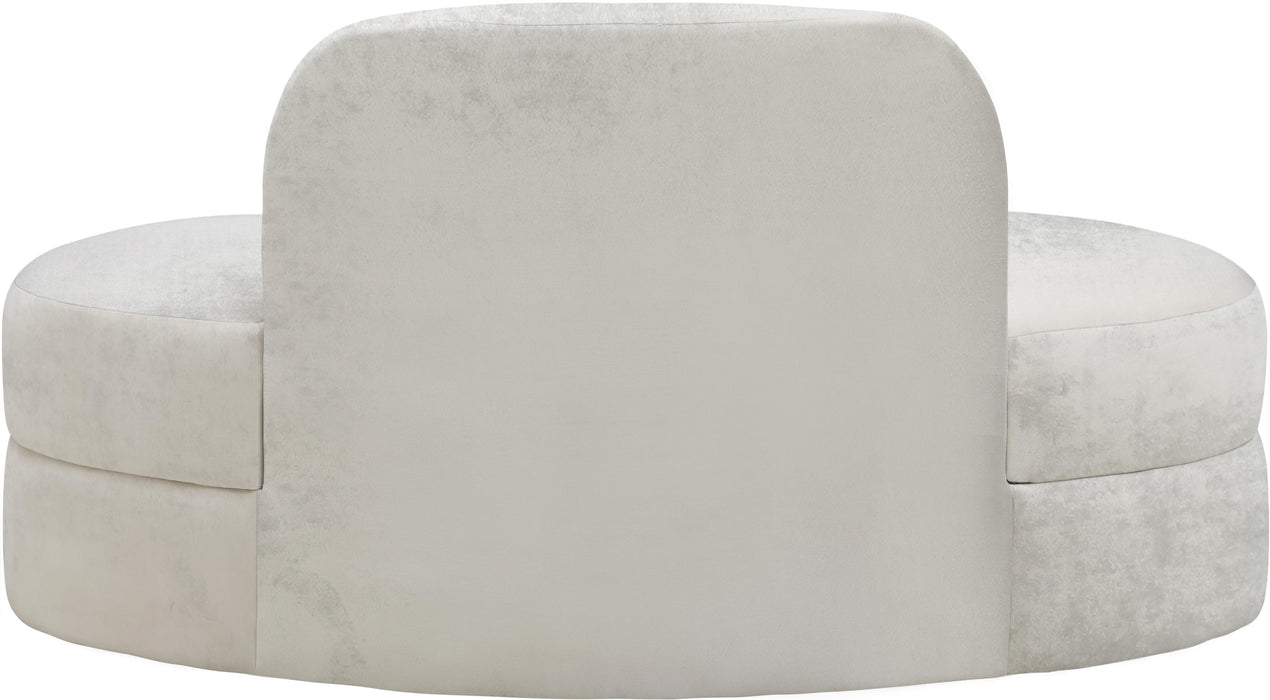 Mitzy Cream Velvet Loveseat - Bargain Furniture (Detroit, MI)