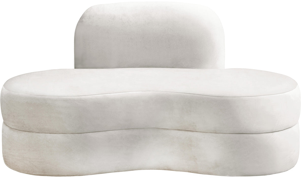 Mitzy Cream Velvet Loveseat - Bargain Furniture (Detroit, MI)