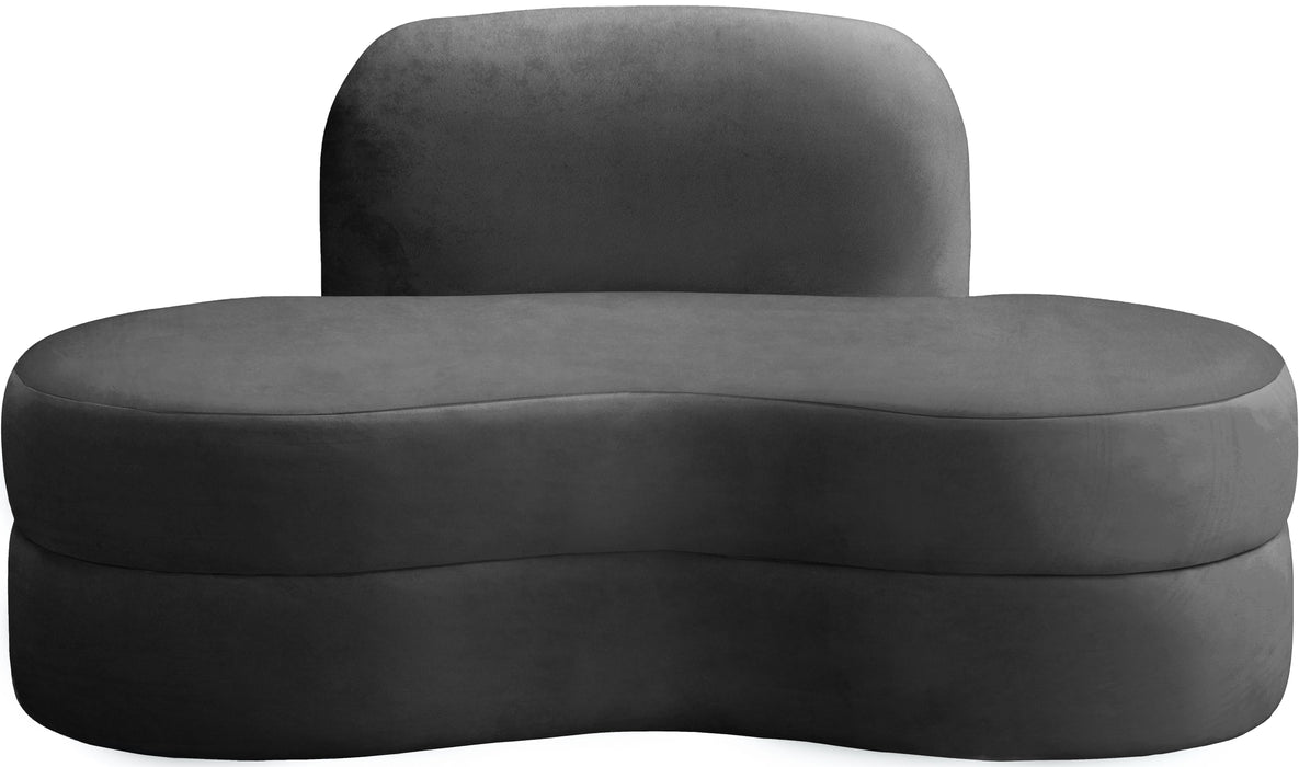 Mitzy Grey Velvet Loveseat - Bargain Furniture (Detroit, MI)