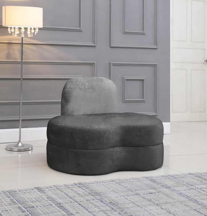 Mitzy Grey Velvet Chair - Bargain Furniture (Detroit, MI)