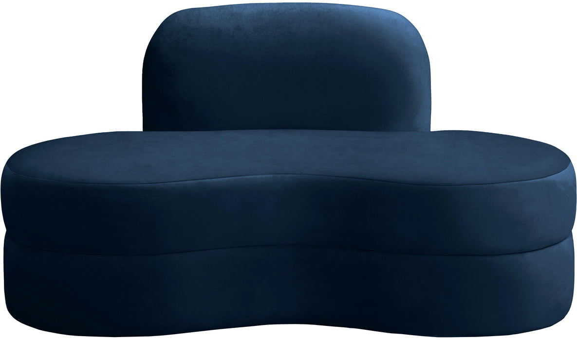 Mitzy Navy Velvet Loveseat - Bargain Furniture (Detroit, MI)