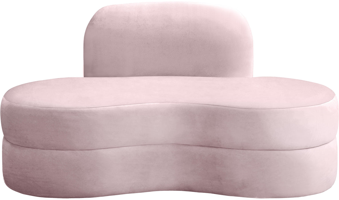 Mitzy Pink Velvet Loveseat - Bargain Furniture (Detroit, MI)