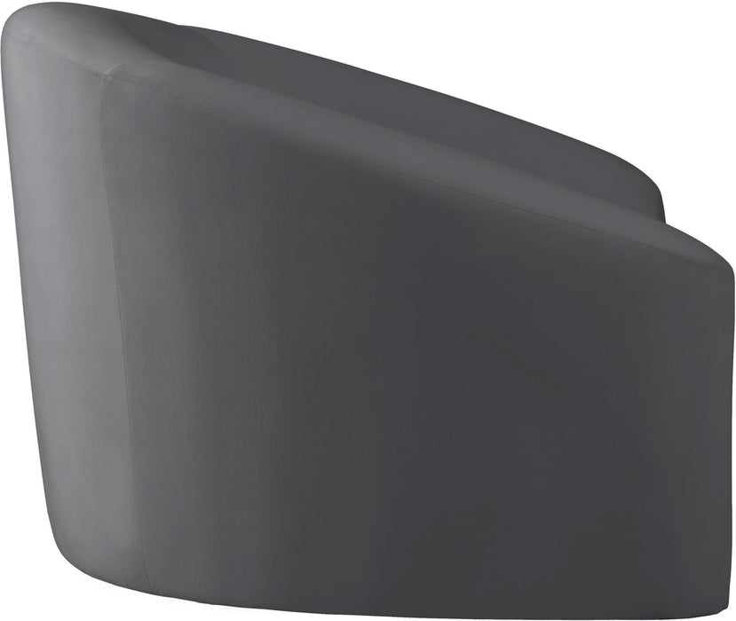 Riley Grey Velvet Chair - Bargain Furniture (Detroit, MI)