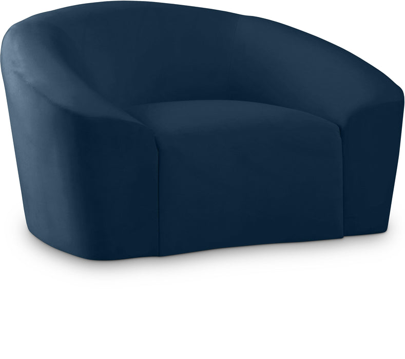 Riley Navy Velvet Chair - Bargain Furniture (Detroit, MI)