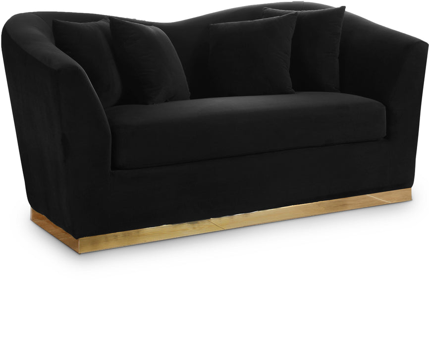 Arabella Black Velvet Loveseat - Bargain Furniture (Detroit, MI)