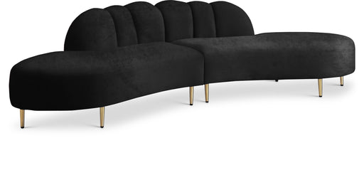 Divine Black Velvet 2pc. Sectional - Bargain Furniture (Detroit, MI)