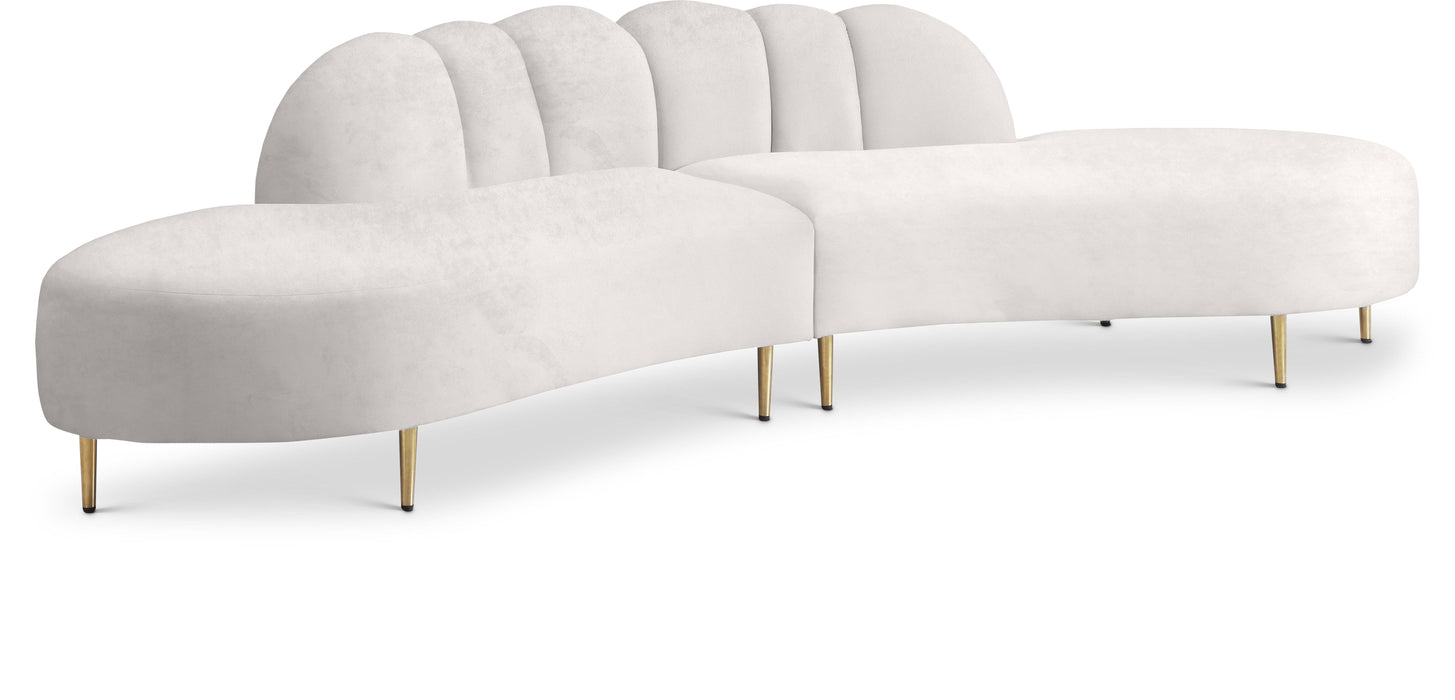 Divine Cream Velvet 2pc. Sectional - Bargain Furniture (Detroit, MI)