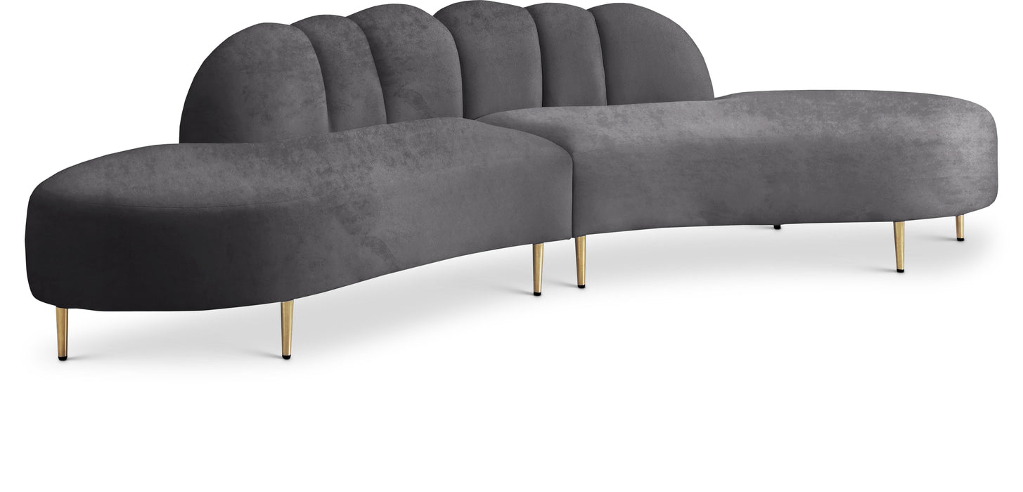 Divine Grey Velvet 2pc. Sectional - Bargain Furniture (Detroit, MI)