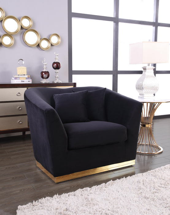 Arabella Black Velvet Chair - Bargain Furniture (Detroit, MI)