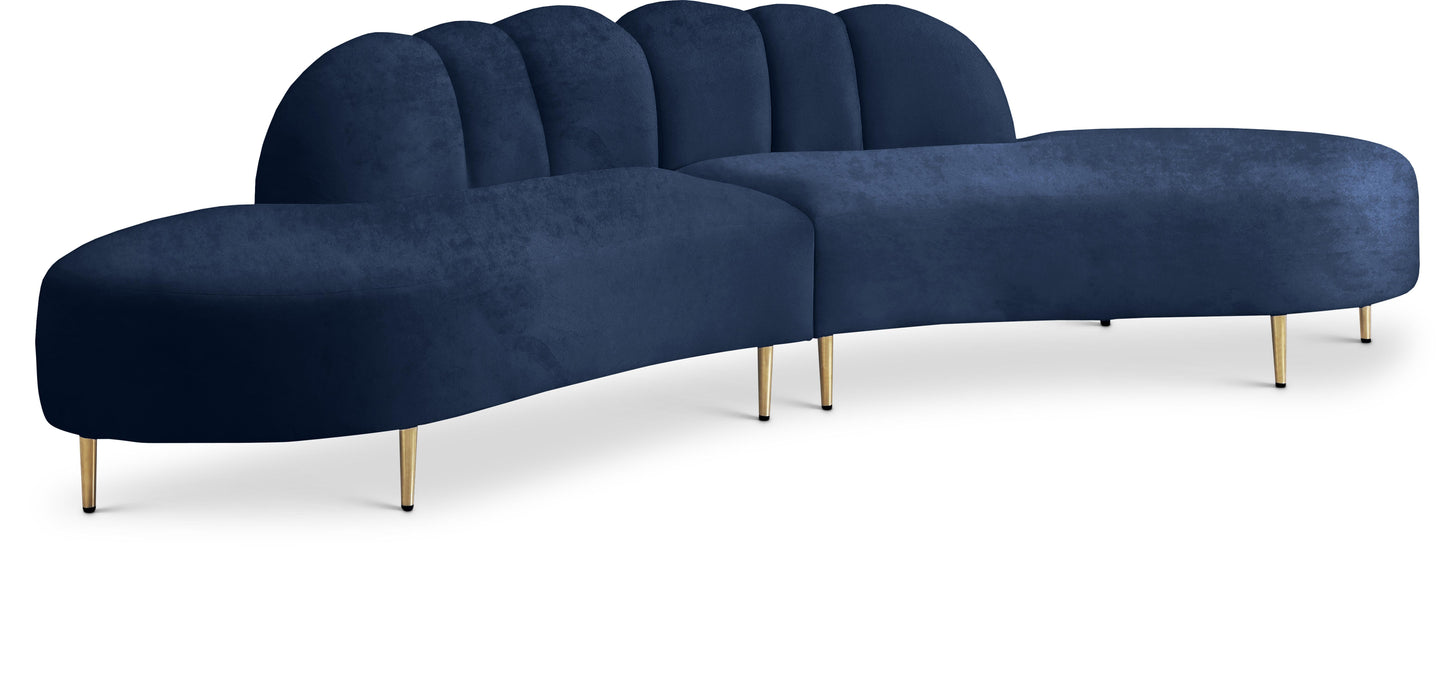 Divine Navy Velvet 2pc. Sectional - Bargain Furniture (Detroit, MI)