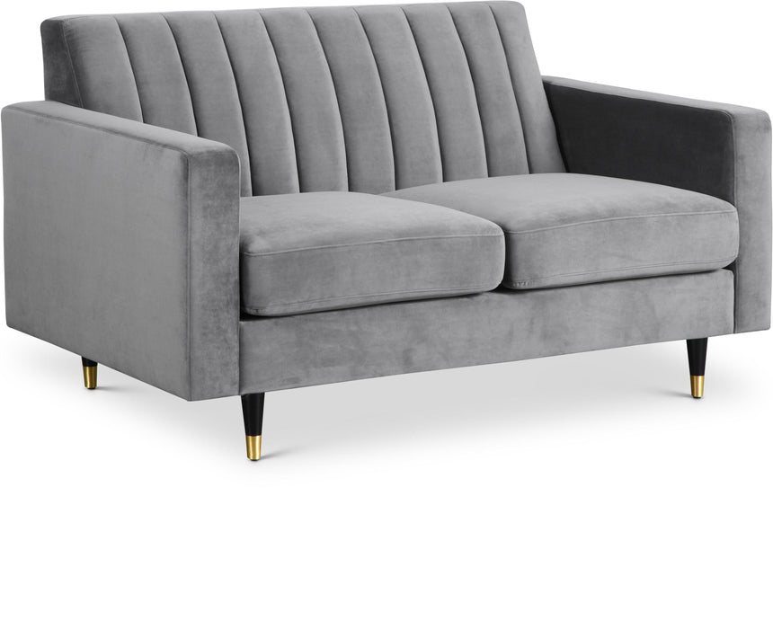 Lola Grey Velvet Loveseat - Bargain Furniture (Detroit, MI)