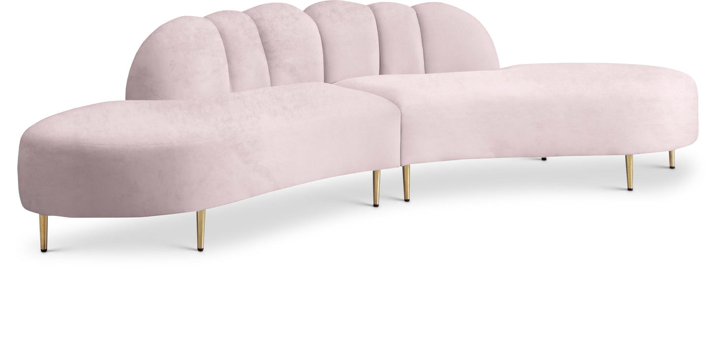 Divine Pink Velvet 2pc. Sectional - Bargain Furniture (Detroit, MI)