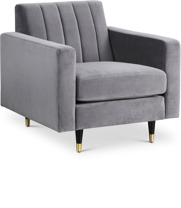 Lola Grey Velvet Chair - Bargain Furniture (Detroit, MI)
