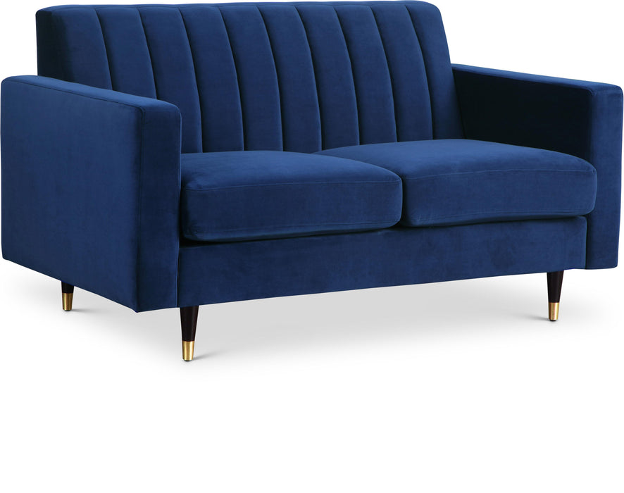 Lola Navy Velvet Loveseat - Bargain Furniture (Detroit, MI)