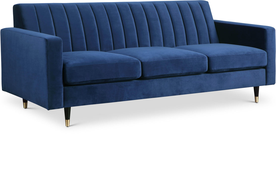 Lola Navy Velvet Sofa - Bargain Furniture (Detroit, MI)