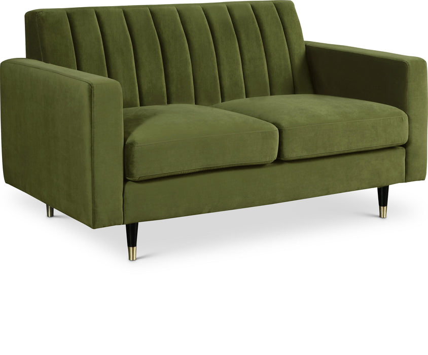 Lola Olive Velvet Loveseat - Bargain Furniture (Detroit, MI)
