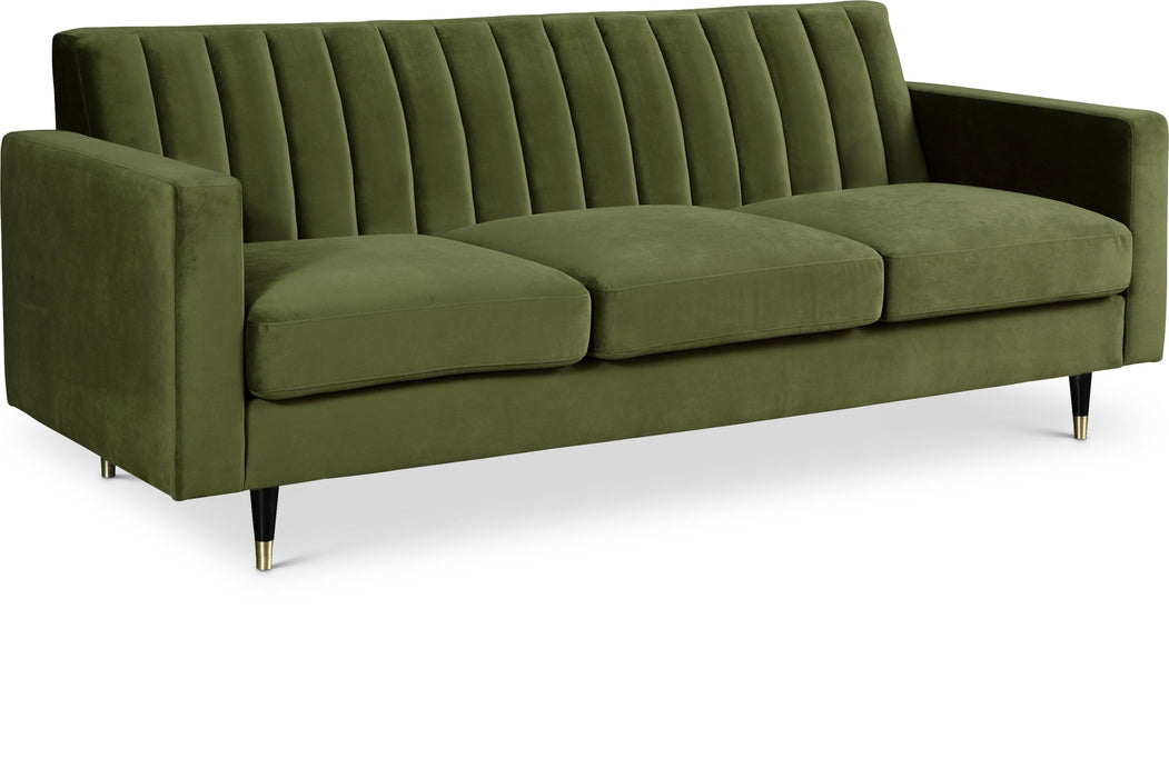 Lola Olive Velvet Sofa - Bargain Furniture (Detroit, MI)