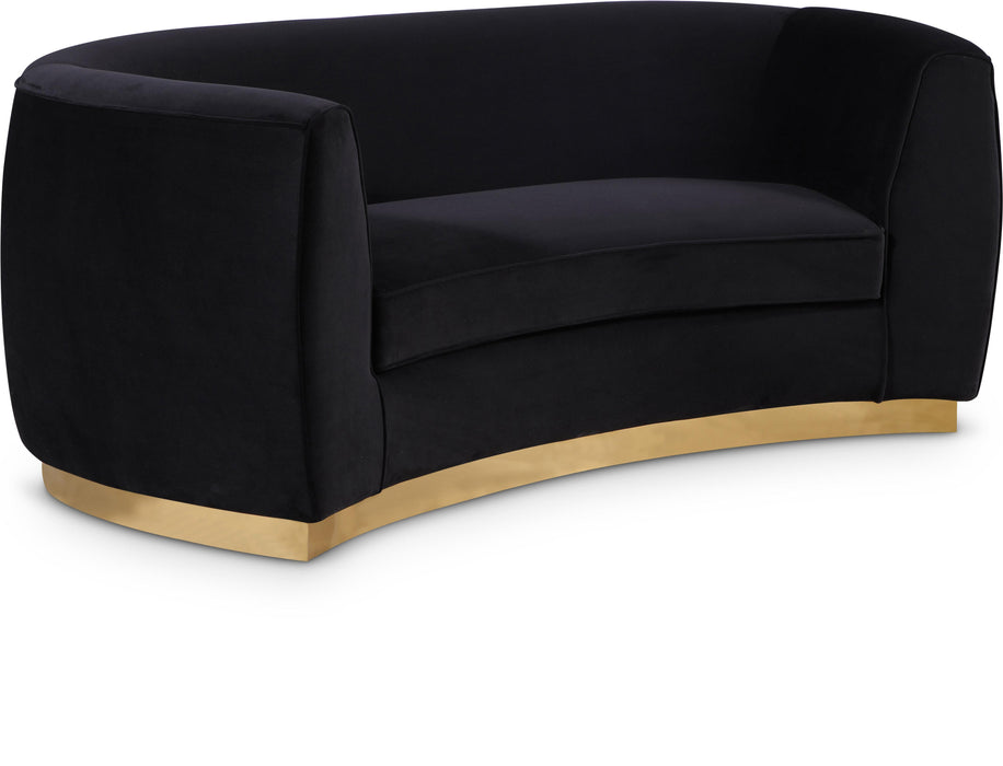 Julian Black Velvet Loveseat - Bargain Furniture (Detroit, MI)
