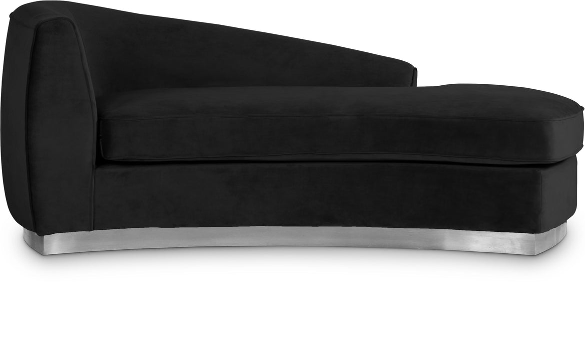 Julian Black Velvet Chaise - Bargain Furniture (Detroit, MI)