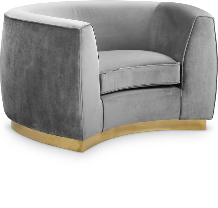 Julian Grey Velvet Chair - Bargain Furniture (Detroit, MI)