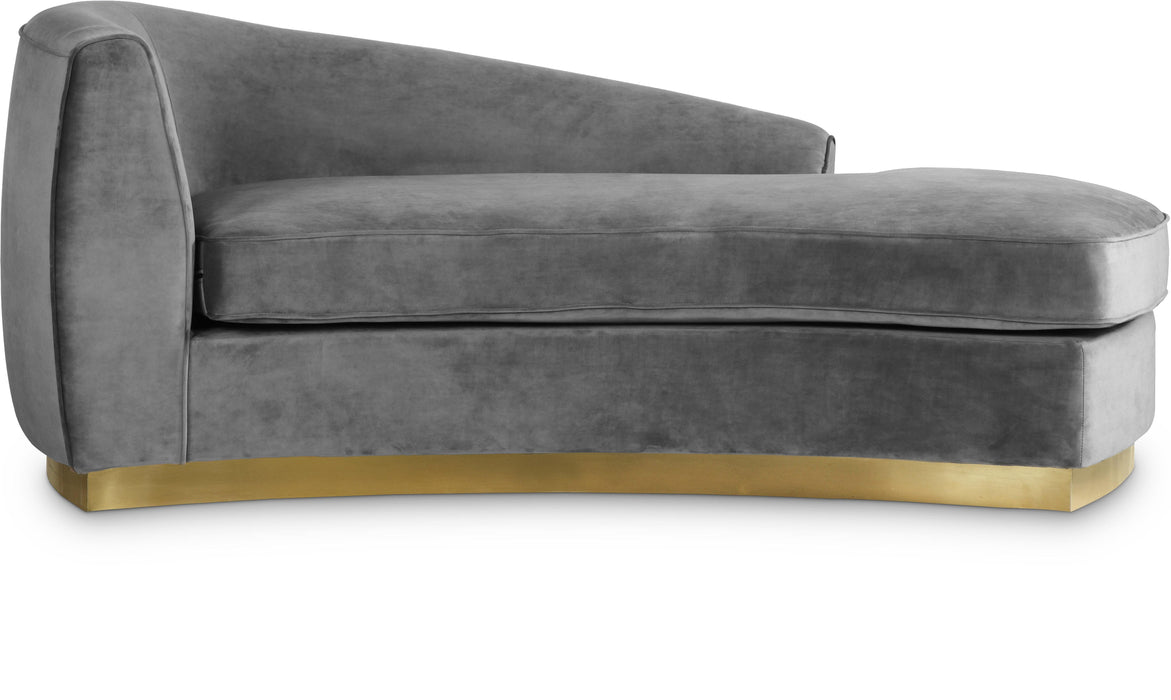 Julian Grey Velvet Chaise - Bargain Furniture (Detroit, MI)