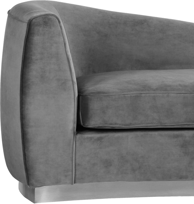 Julian Grey Velvet Chaise - Bargain Furniture (Detroit, MI)