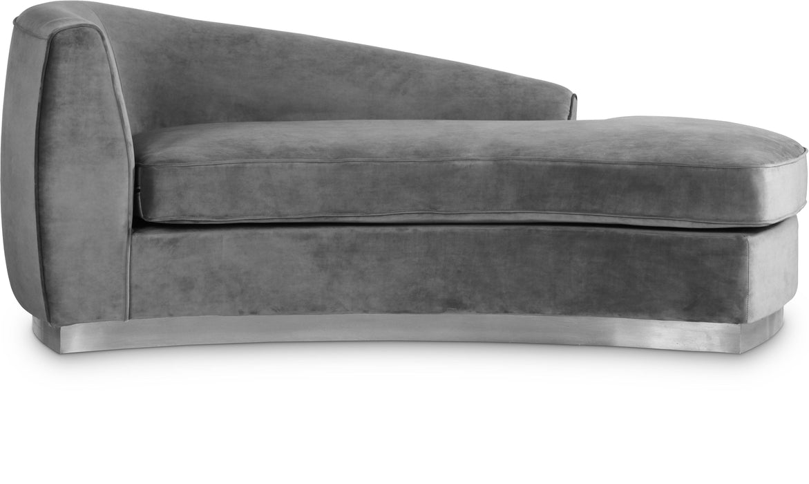 Julian Grey Velvet Chaise - Bargain Furniture (Detroit, MI)