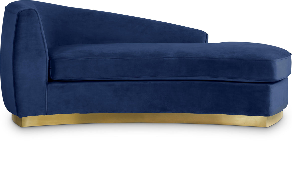 Julian Navy Velvet Chaise - Bargain Furniture (Detroit, MI)