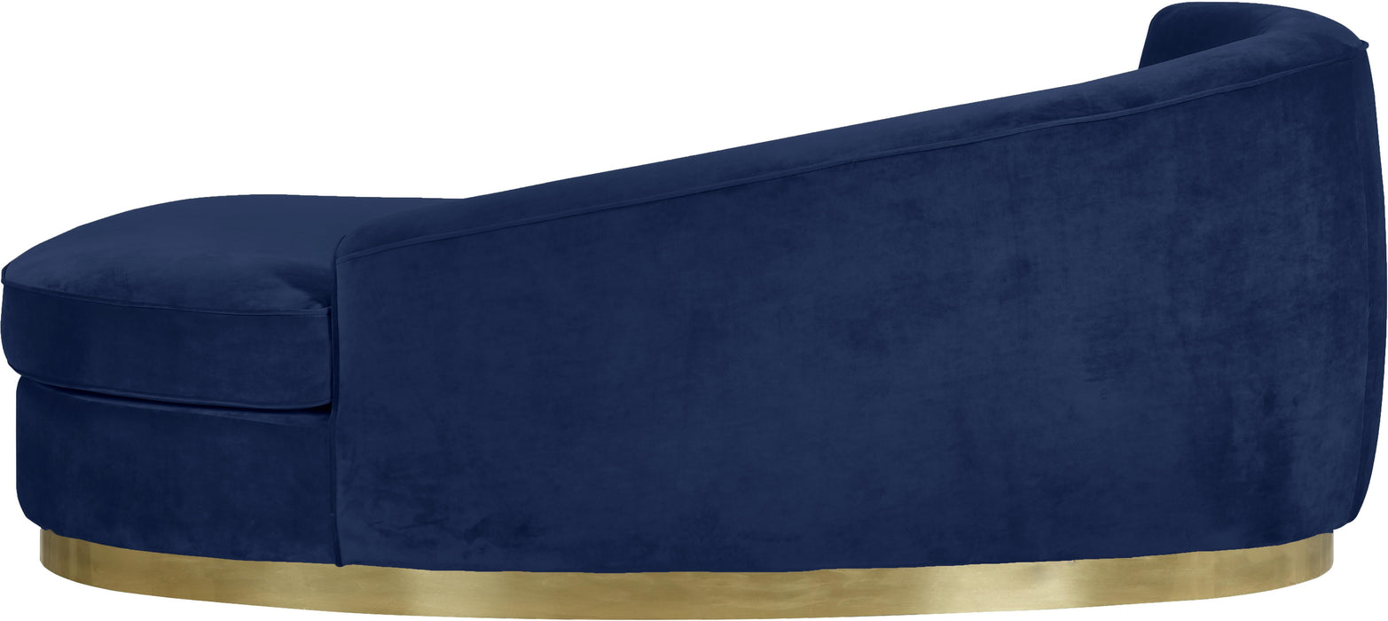 Julian Navy Velvet Chaise - Bargain Furniture (Detroit, MI)