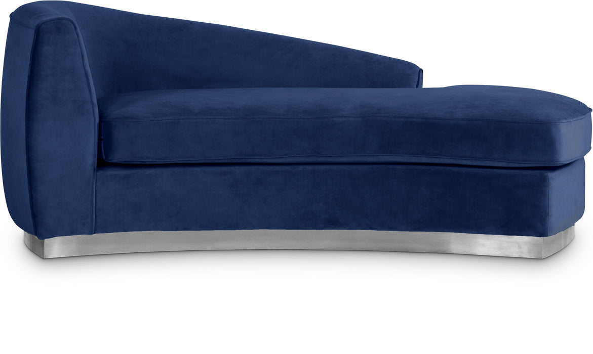 Julian Navy Velvet Chaise - Bargain Furniture (Detroit, MI)