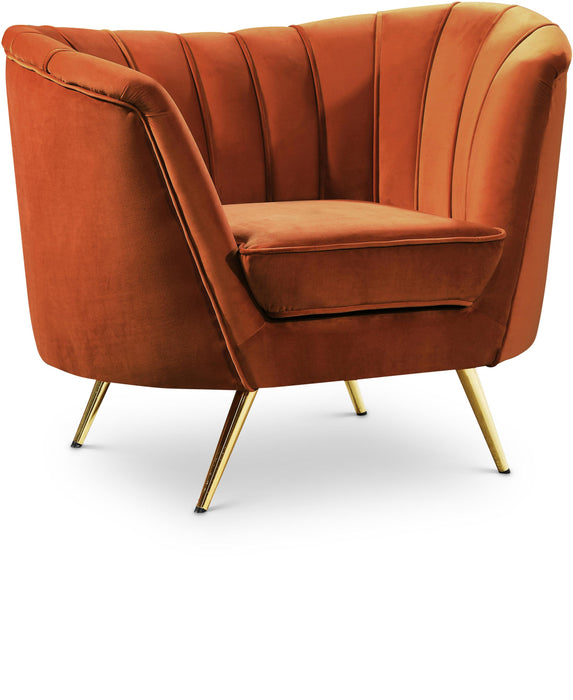 Margo Cognac Velvet Chair - Bargain Furniture (Detroit, MI)