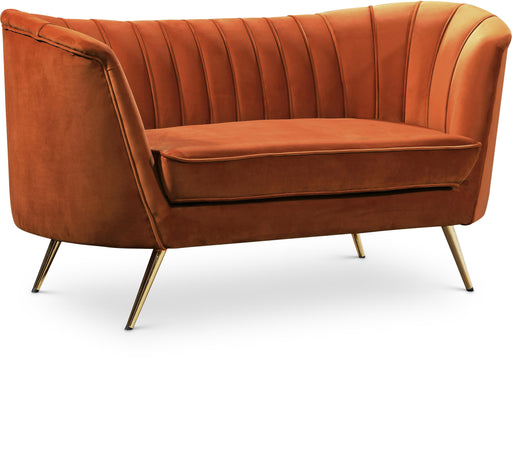 Margo Cognac Velvet Loveseat - Bargain Furniture (Detroit, MI)