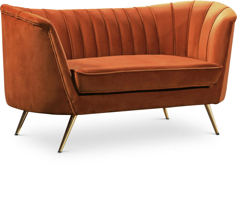 Margo Cognac Velvet Loveseat - Bargain Furniture (Detroit, MI)