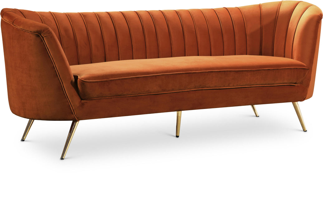 Margo Cognac Velvet Sofa - Bargain Furniture (Detroit, MI)