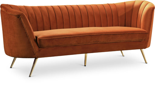 Margo Cognac Velvet Sofa - Bargain Furniture (Detroit, MI)